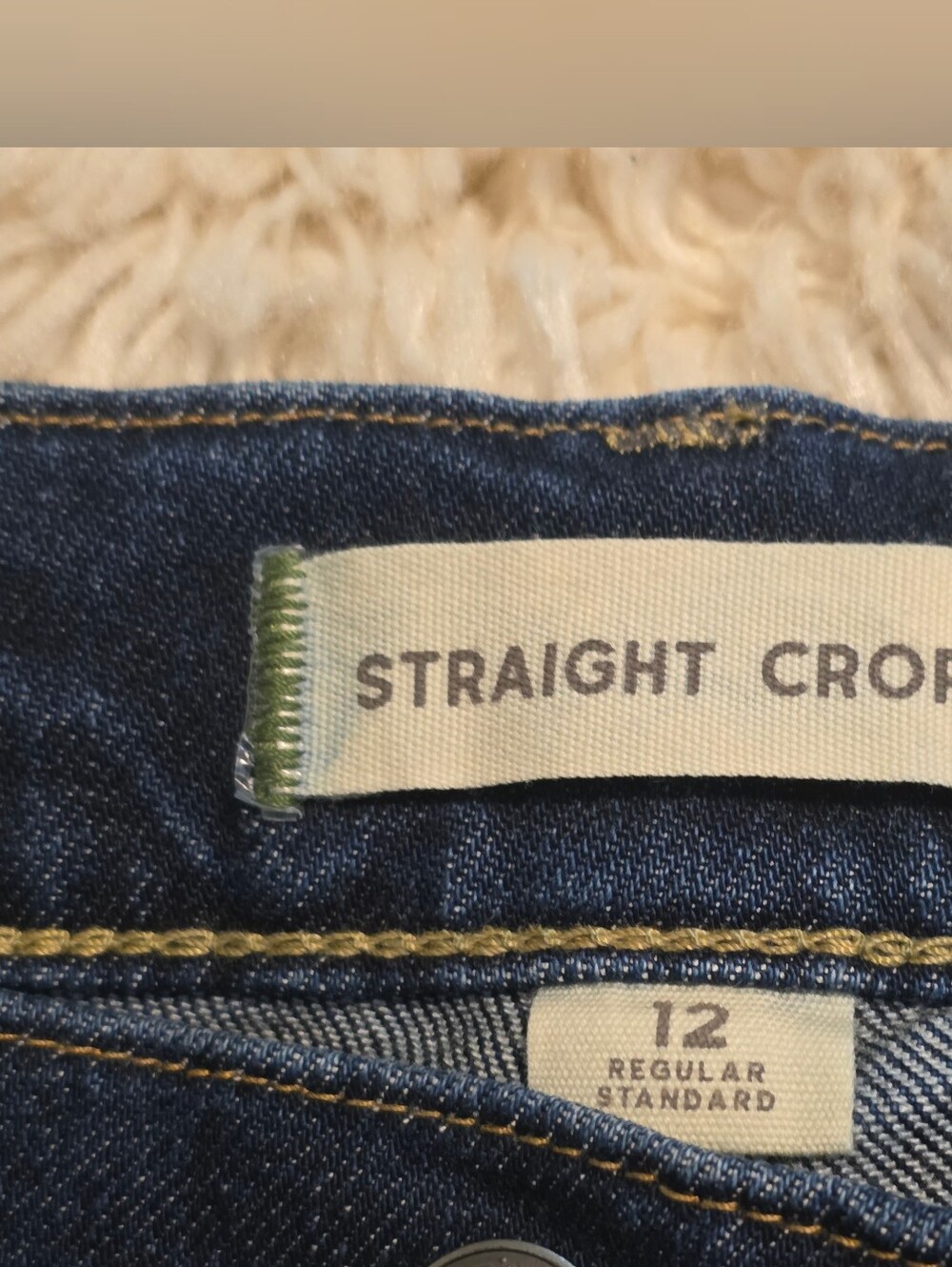 AE77 American Eagle Premium Vintage Womens Highrise Darkwash Straight Crop Sz 12 - Picture 2 of 6